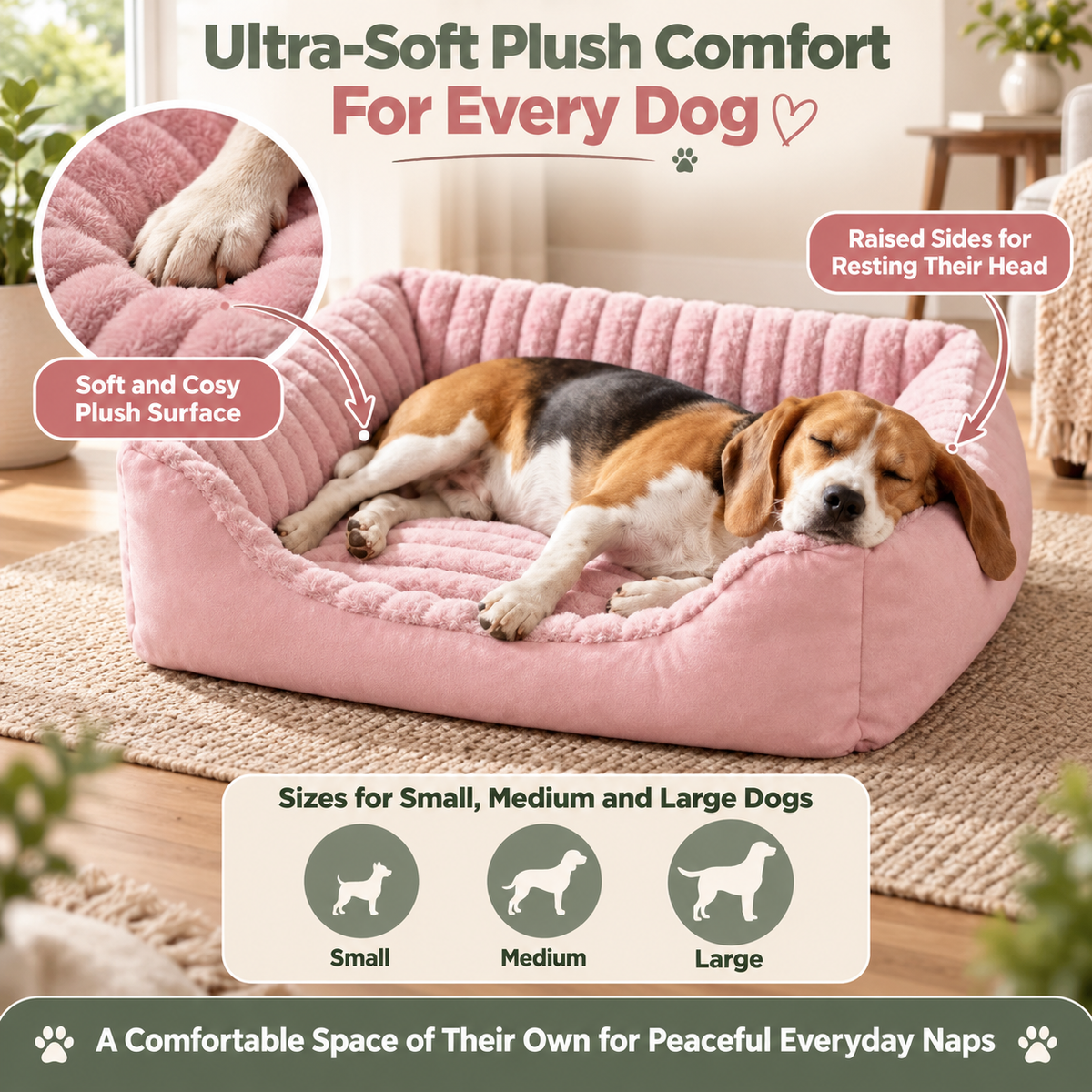 Calming Orthopedic Dog Bed With Waterproof Removable Cover