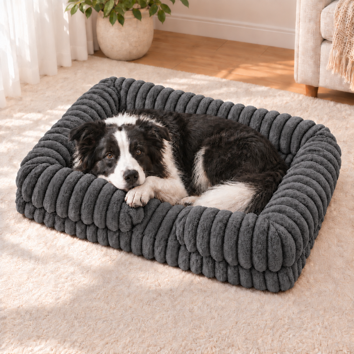 Calming Orthopedic Dog Bed With Waterproof Removable Cover