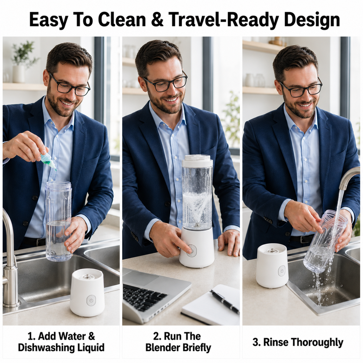 Portable USB Rechargeable Smoothie Blender - 600ml | 20floz