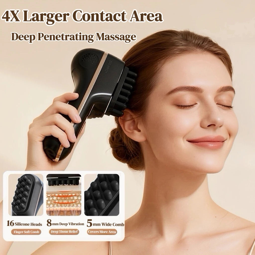 Electric Scalp Massage Comb 5-Speed Dual Silicone Head High Frequency Vibration Anti Hair Loss Hair Growth Scalp Massager
