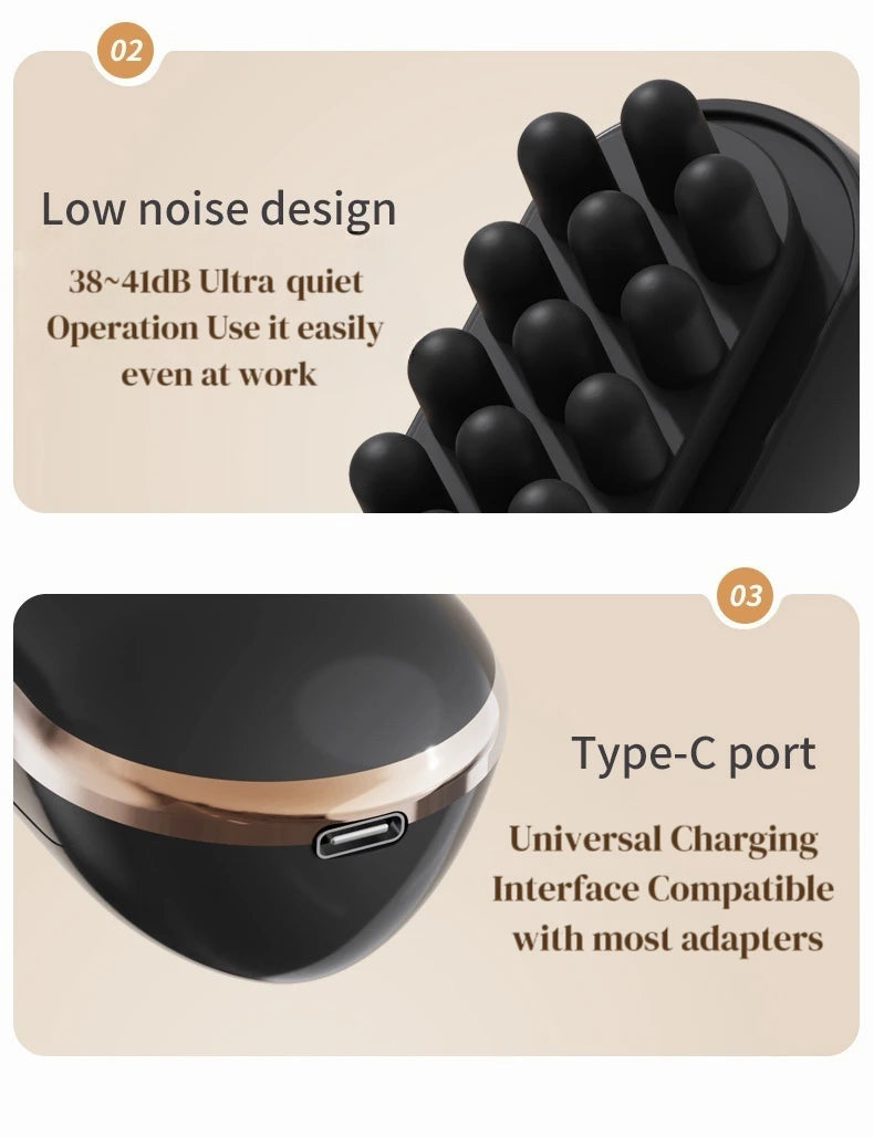 Electric Scalp Massage Comb 5-Speed Dual Silicone Head High Frequency Vibration Anti Hair Loss Hair Growth Scalp Massager