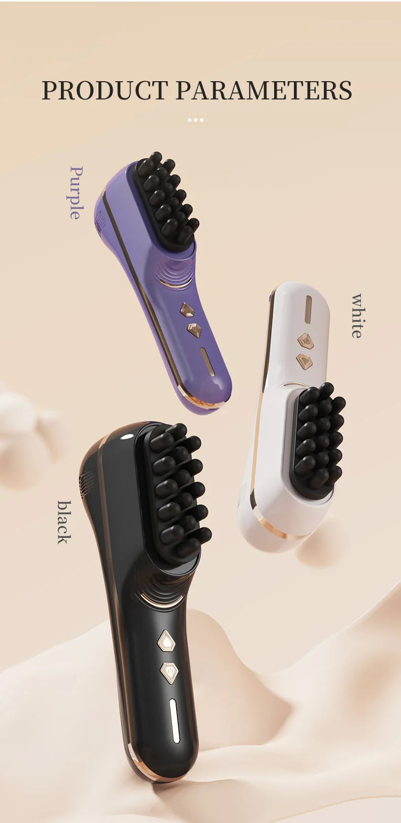Electric Scalp Massage Comb 5-Speed Dual Silicone Head High Frequency Vibration Anti Hair Loss Hair Growth Scalp Massager