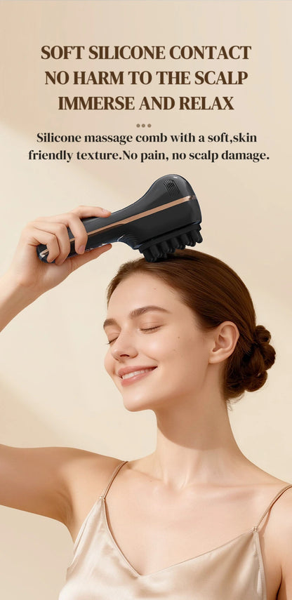 Electric Scalp Massage Comb 5-Speed Dual Silicone Head High Frequency Vibration Anti Hair Loss Hair Growth Scalp Massager