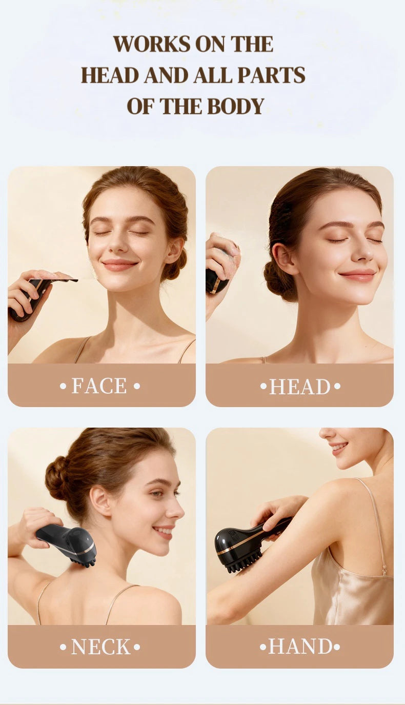 Electric Scalp Massage Comb 5-Speed Dual Silicone Head High Frequency Vibration Anti Hair Loss Hair Growth Scalp Massager