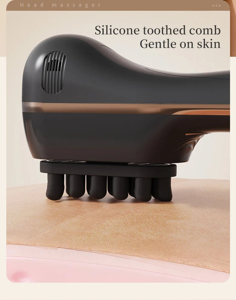 Electric Scalp Massage Comb 5-Speed Dual Silicone Head High Frequency Vibration Anti Hair Loss Hair Growth Scalp Massager