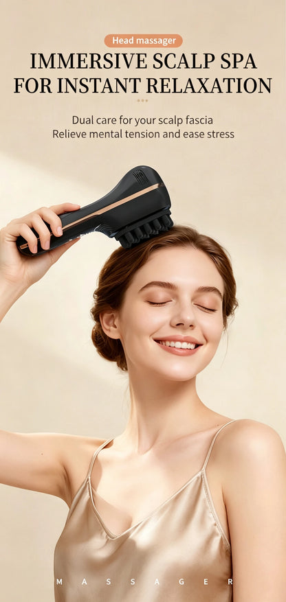 Electric Scalp Massage Comb 5-Speed Dual Silicone Head High Frequency Vibration Anti Hair Loss Hair Growth Scalp Massager