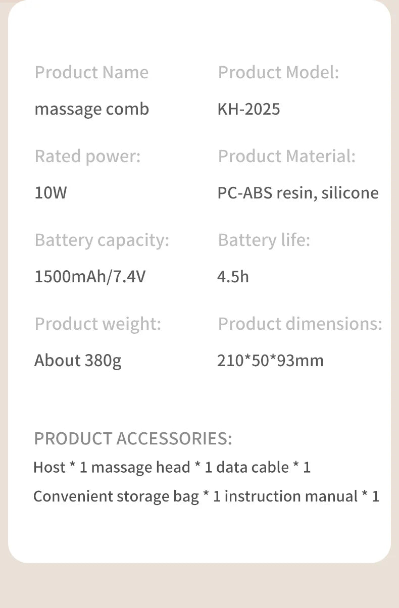 Electric Scalp Massage Comb 5-Speed Dual Silicone Head High Frequency Vibration Anti Hair Loss Hair Growth Scalp Massager