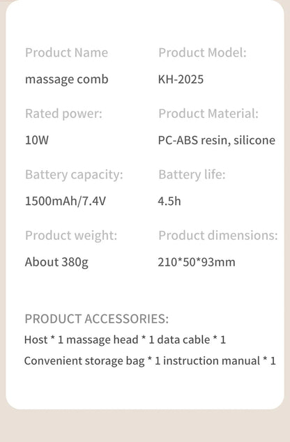 Electric Scalp Massage Comb 5-Speed Dual Silicone Head High Frequency Vibration Anti Hair Loss Hair Growth Scalp Massager