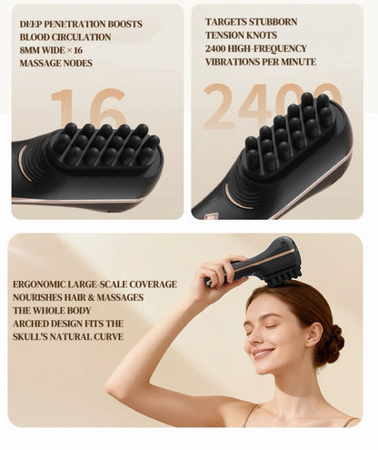 Electric Scalp Massage Comb 5-Speed Dual Silicone Head High Frequency Vibration Anti Hair Loss Hair Growth Scalp Massager