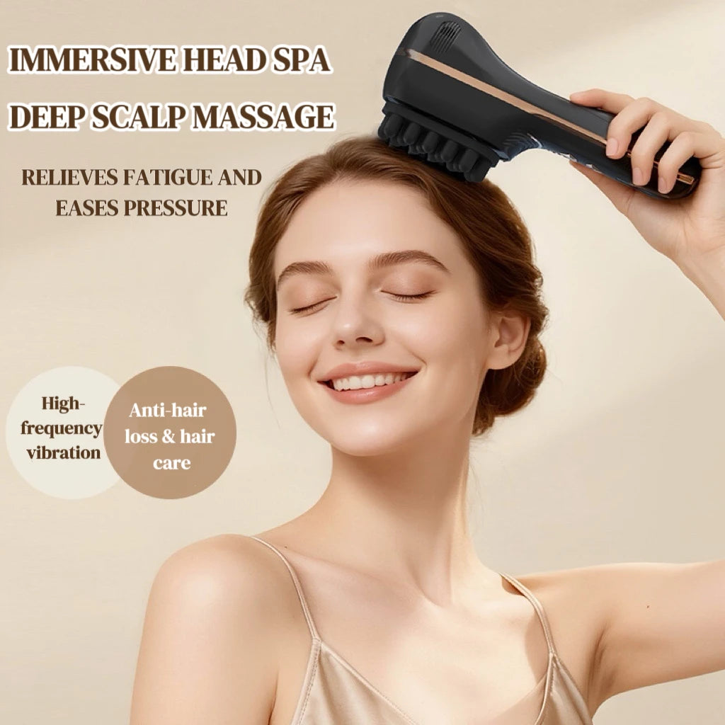 Electric Scalp Massage Comb 5-Speed Dual Silicone Head High Frequency Vibration Anti Hair Loss Hair Growth Scalp Massager