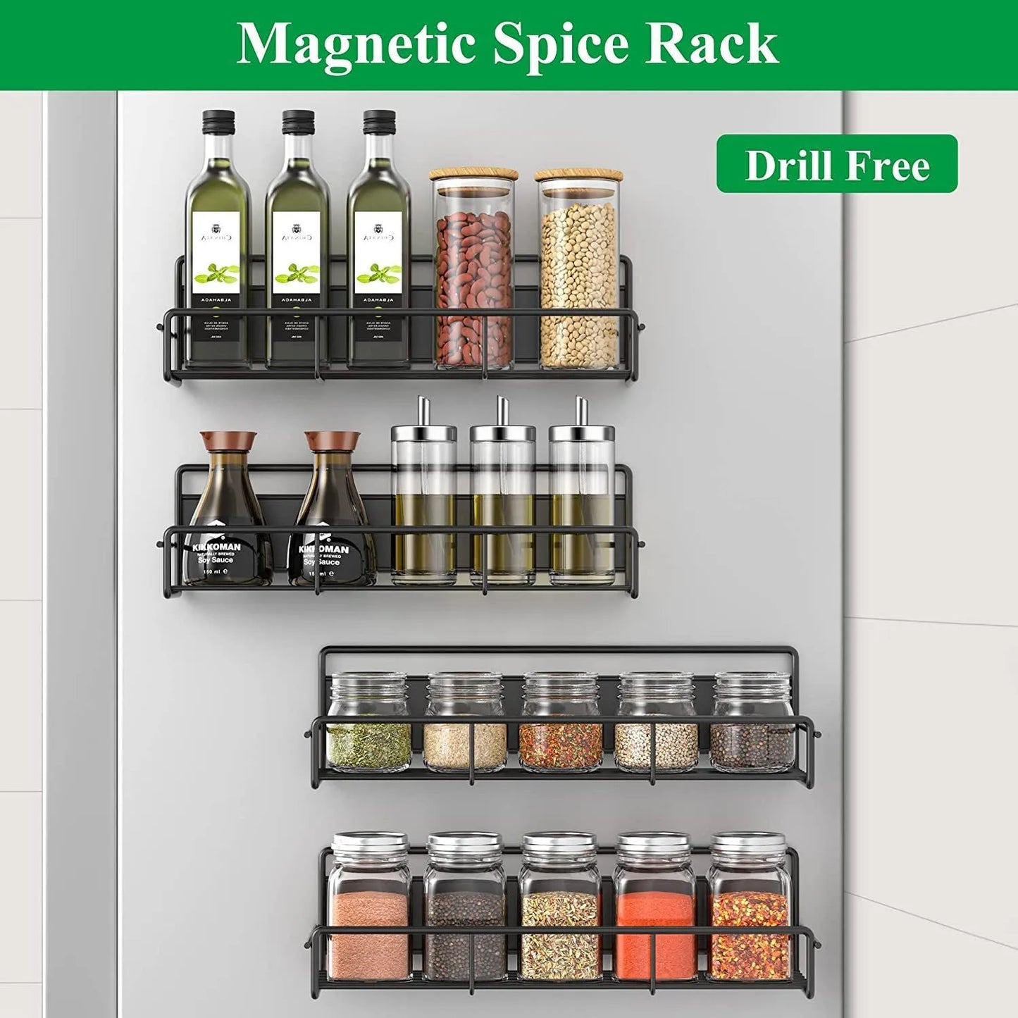 Magnetic Spice Rack for Refrigerator, Magnetic Shelf, Fridge Magnet Organizer, Magnetic Fridge Shelf for Kitchen Organization