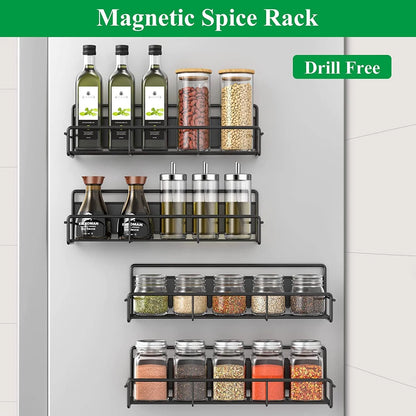 Magnetic Spice Rack for Refrigerator, Magnetic Shelf, Fridge Magnet Organizer, Magnetic Fridge Shelf for Kitchen Organization