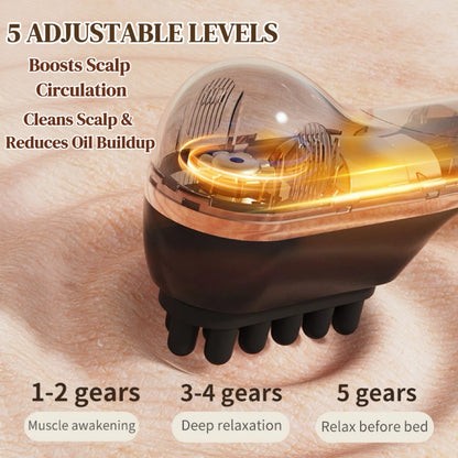 Electric Scalp Massage Comb 5-Speed Dual Silicone Head High Frequency Vibration Anti Hair Loss Hair Growth Scalp Massager
