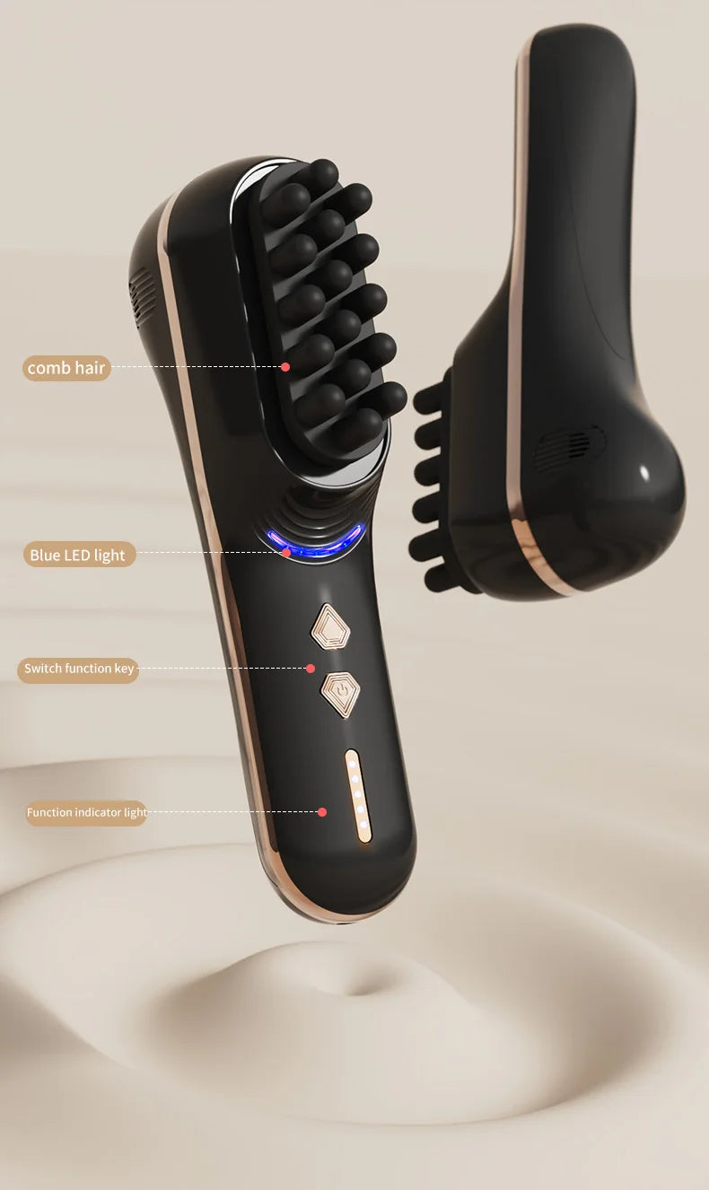 Electric Scalp Massage Comb 5-Speed Dual Silicone Head High Frequency Vibration Anti Hair Loss Hair Growth Scalp Massager
