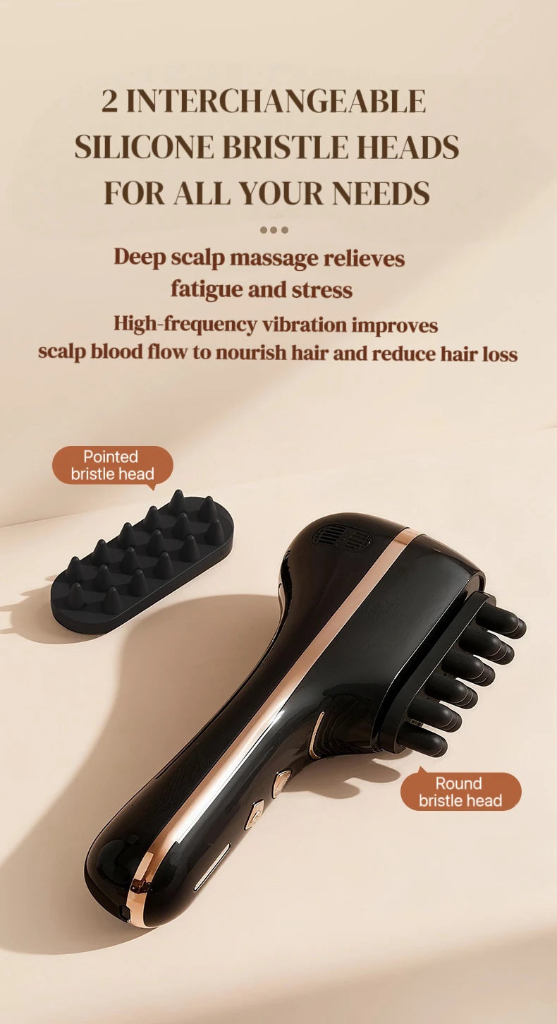 Electric Scalp Massage Comb 5-Speed Dual Silicone Head High Frequency Vibration Anti Hair Loss Hair Growth Scalp Massager