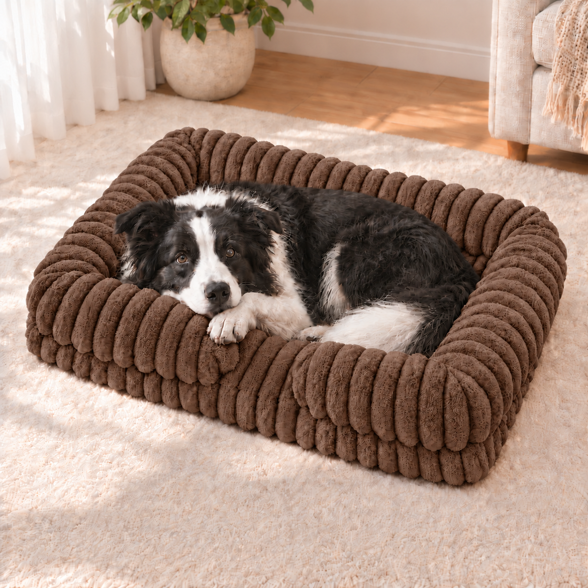Calming Orthopedic Dog Bed With Waterproof Removable Cover
